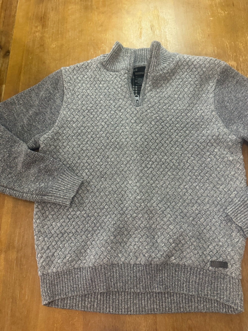 Buffalo David Bitton Men's Gray Zip-Up Textured Sweater